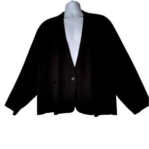 Ryan Wythe Black Blazer Womens Plus Size 5X Open Front One Button Stretch Jacket
